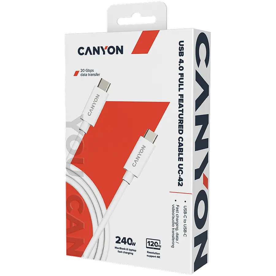 Кабель USB Type-C Canyon Type-C to Type-C 2m Білий (CNS-USBC42W) - фото 2