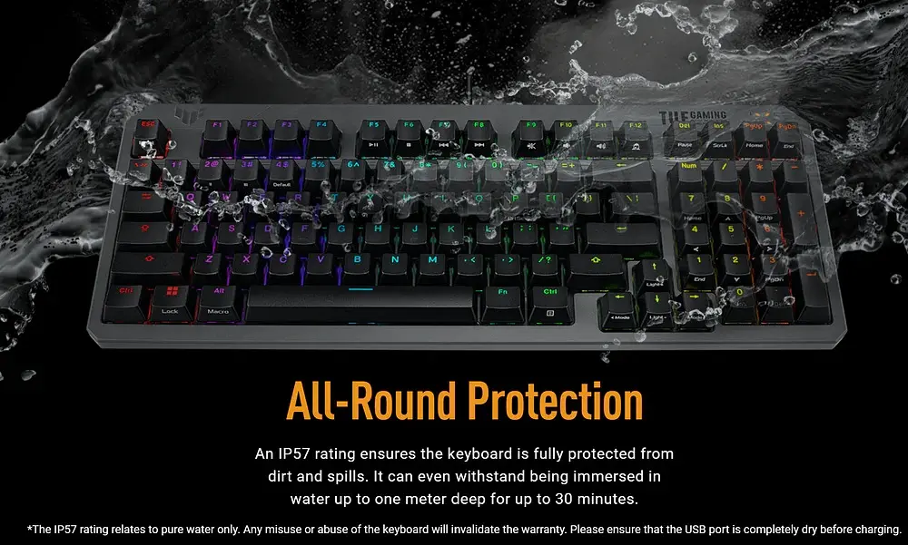 Клавiатура Asus TUF Gaming K3 Gen II Opti-Mech RGB 97key Switches ABS Black (90MP0390-BKMA00)_promo - фото 5