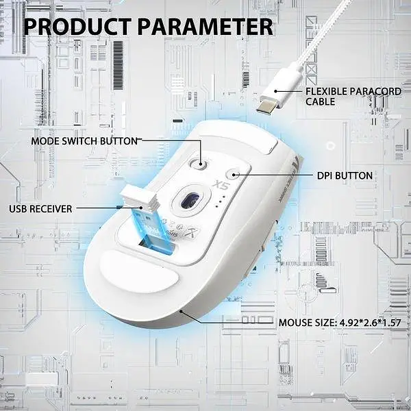 Мышь Attack Shark X5 Wireless (AS-6972792471013-W) White (G-000004487) - фото 8