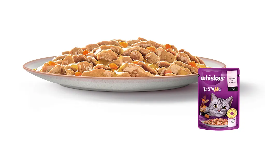 Вологий корм для котів Whiskas TastyMix з лососем та морквою 2.38 кг (28 шт. х 85 г) - фото 4