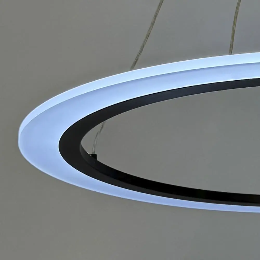 Современная черная люстра подвесная с кольцом Ø 60 см | Ст. MJ305-600 BK | Line F - фото 3