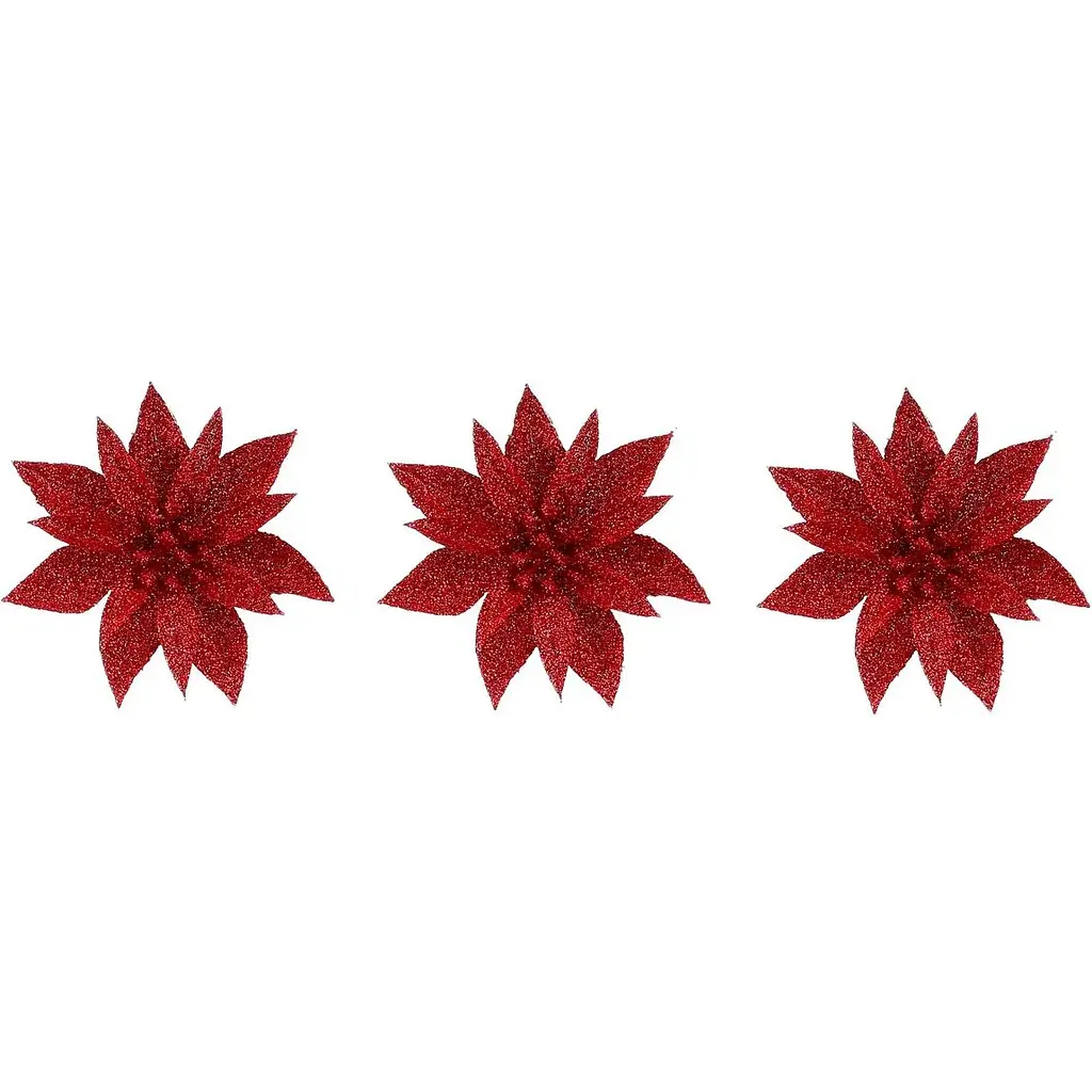 Квітка декоративна Mica Decorations на кліпсі 10 см червона 3 шт. (1181050) - фото 2