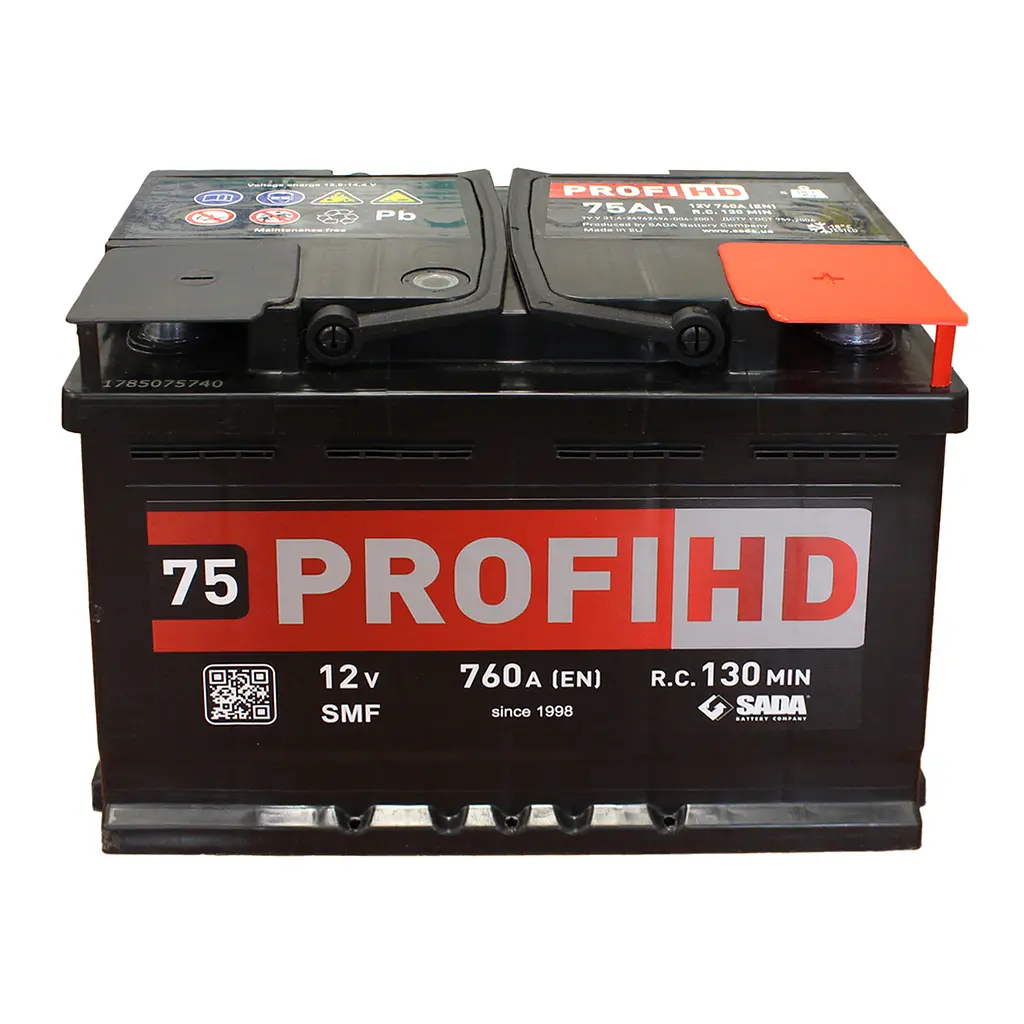 Автомобильный аккумулятор SADA PROFI HD 6СТ-75 SMF (-/+) Евро, 12В 75Ач 760А - фото 2