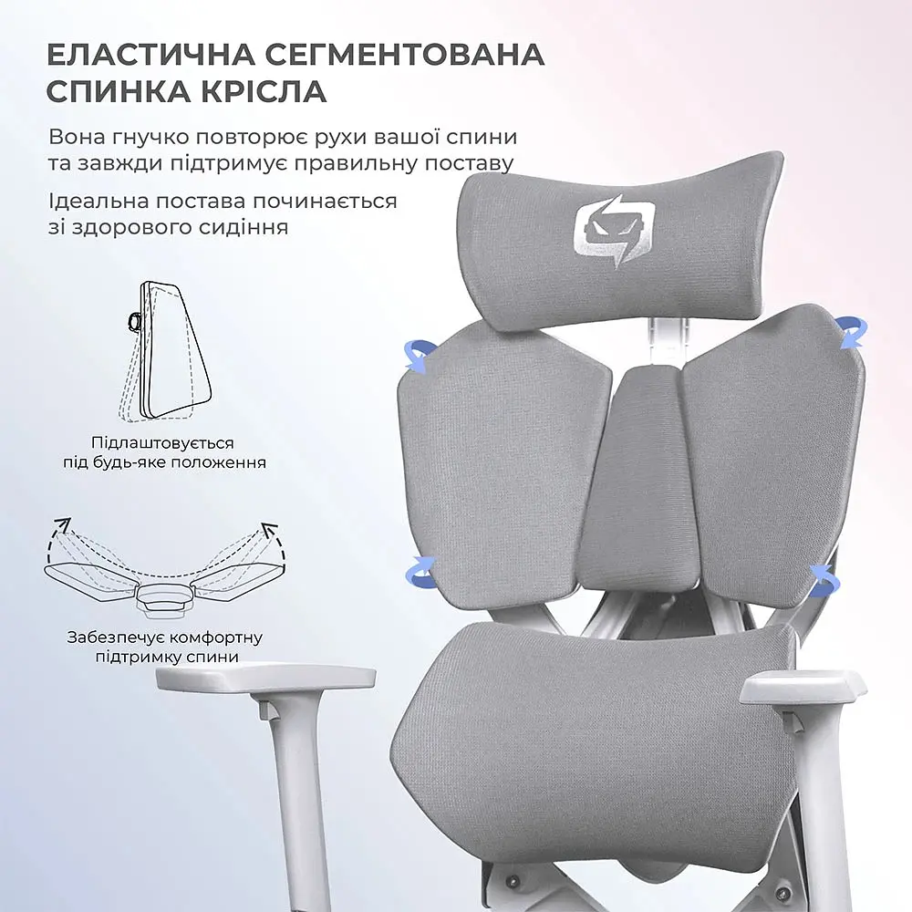 Крісло геймерське Sihoo Xallking X5C Mesh Grey (X5FC-N101) - фото 10