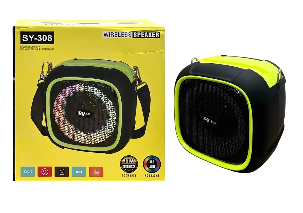Колонка акумуляторна бумбокс Bluetooth мінідинамік FM приймач радіоприймач USB та LED підсвічування UKC SY-308 6426 - фото 2