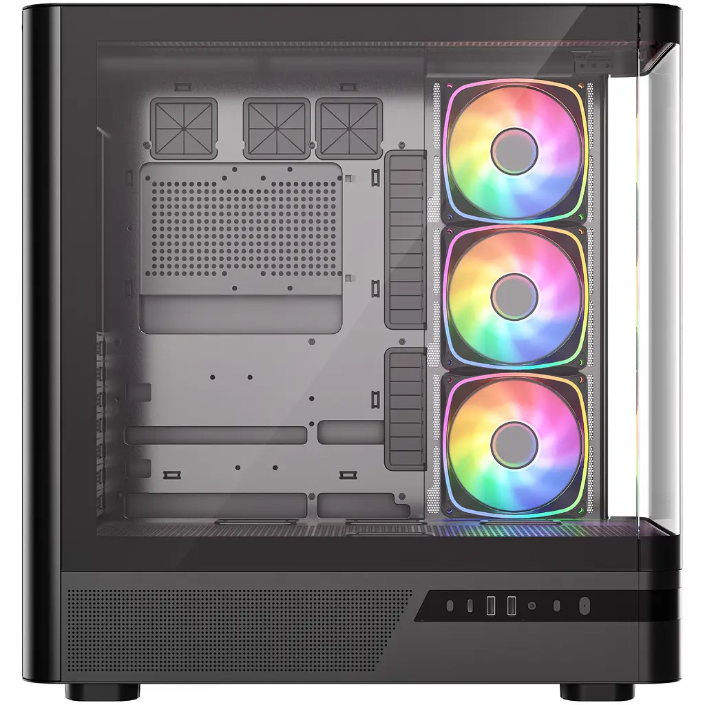 Корпус ModeCom VOLCANO AQ200 ARGB MIDI FRONT LCD 4x120mm fans BLACK без БЖ ATX - фото 4