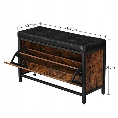 Тумба для взуття Leobert Fenster з м'яким сидінням коричнева - фото 2