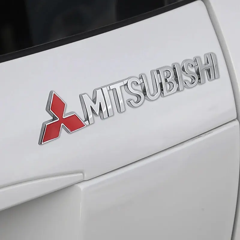 Емблема напис MITSUBISHI хром+червоний 150х28 мм пластик (на скотчі) - фото 5