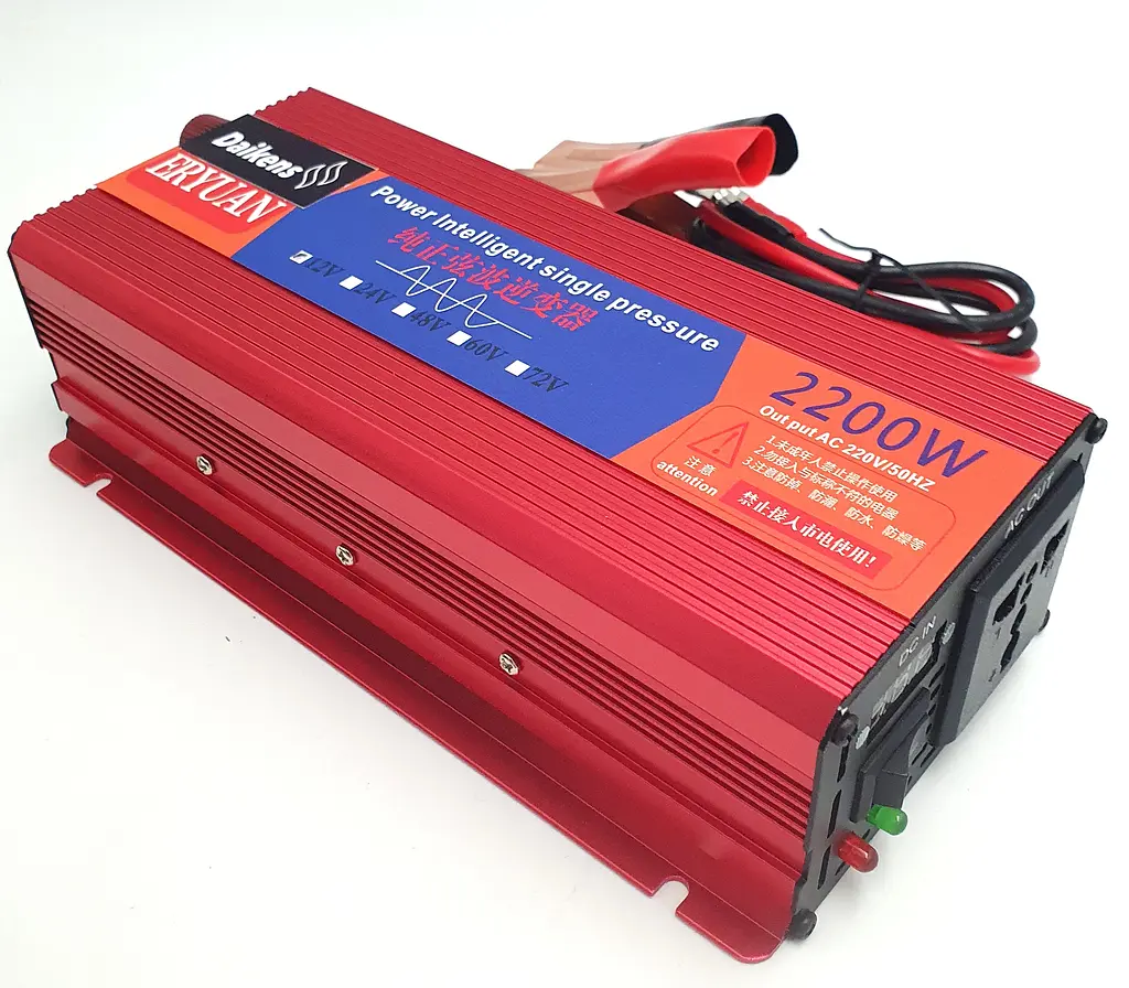 Автоінвертор 12 V-220 V перетворювач напруги з чистою синусоїдою для котла, насоса та холодильника 2200 W Eryuan 12 V-220 V 2200 Вт - фото 3