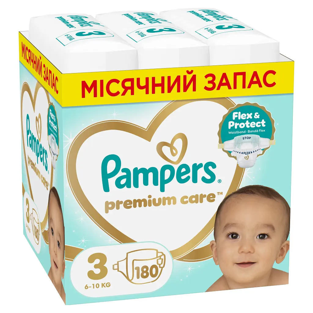 Підгузки Pampers Premium Care Розмір 3 (6-10 кг) 180 шт (8006530223720)