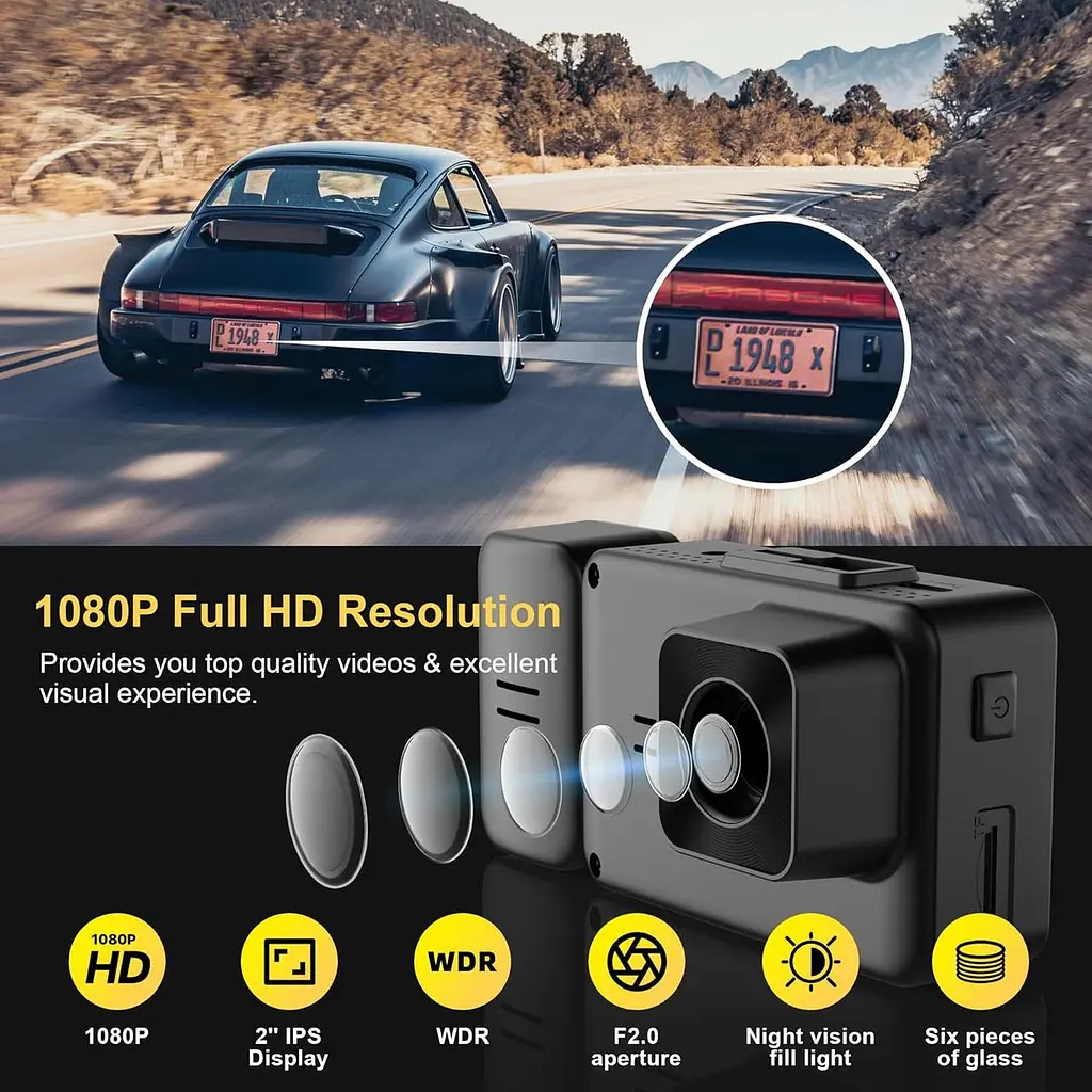Автомобільний відеореєстратор Dash Cam Dasch Camera Без Кабеля Камера Mini Daschcam Dascam Roof Cam з моніторингом паркінга G-Sens - фото 4