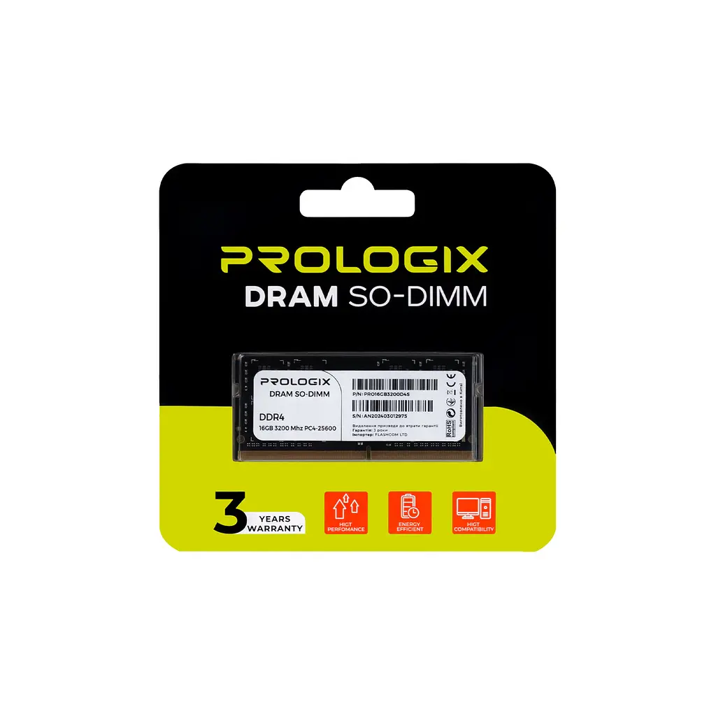 Модуль пам`ятi SO-DIMM DDR4 16GB/3200 ProLogiX (PRO16GB3200D4S) - фото 3