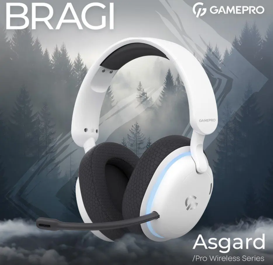 Игровые беспроводные наушники GamePro HSW-250 7.1 Bragi Asgard RGB Tri-Mod White - фото 5