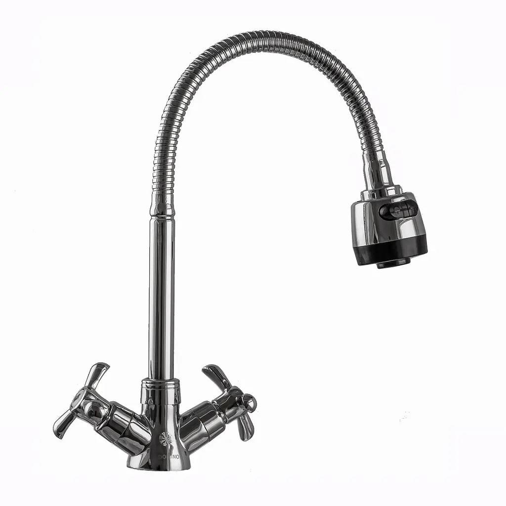 Змішувач для кухні Domino DK-H1-2N-103MA  хрест кераміка,с гофровиливом (17654) - фото 3