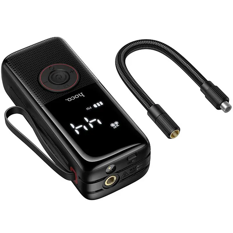 Автомобільний насос Hoco ZP18 Enlighten smart air pump Black - фото 5