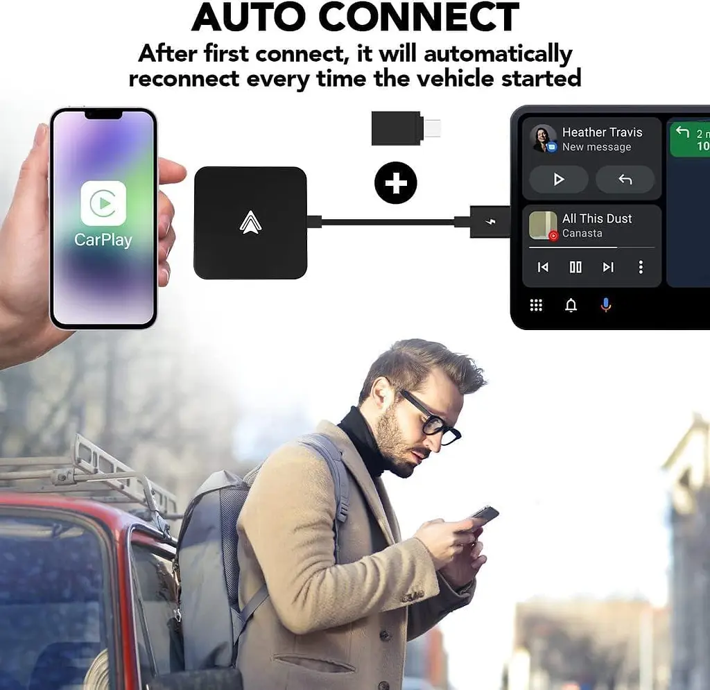 Бездротовий адаптер BEAPHIE 2 в 1 CarPlay та автоматичний бездротовий адаптер Android, бездротовий адаптер CarPlay 2024 - фото 2