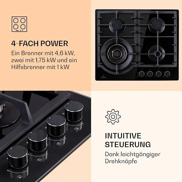 Варочная поверхность газовая Klarstein Ignito Max 4 (10036453) - фото 4