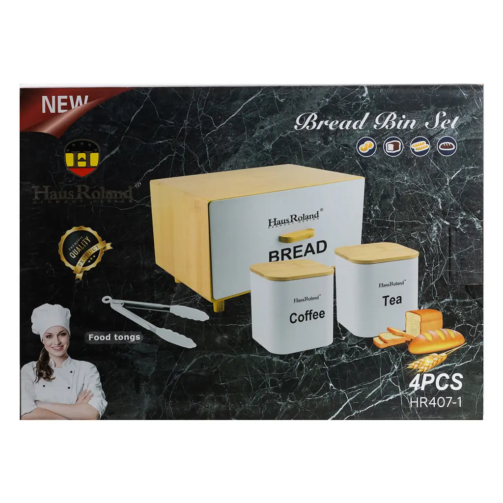 Набір для зберігання продуктів Haus Roland 4 штуки з бамбука, чорний Yiwu HP33534B - фото 6