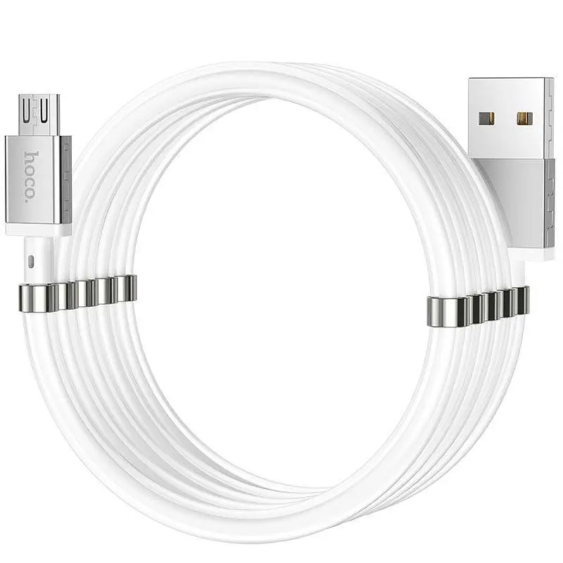 USB Cable Hoco U91 Magic Magnetic MicroUSB White 1m - фото 4