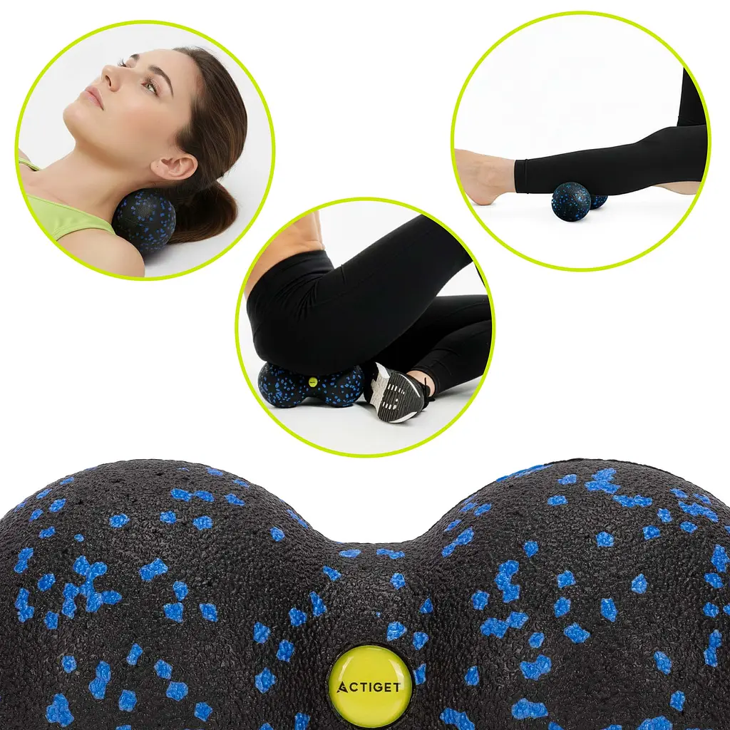 Масажний м'яч подвійний Actiget EPP 8 x 16 см ACT0097 Black/Blue - фото 4
