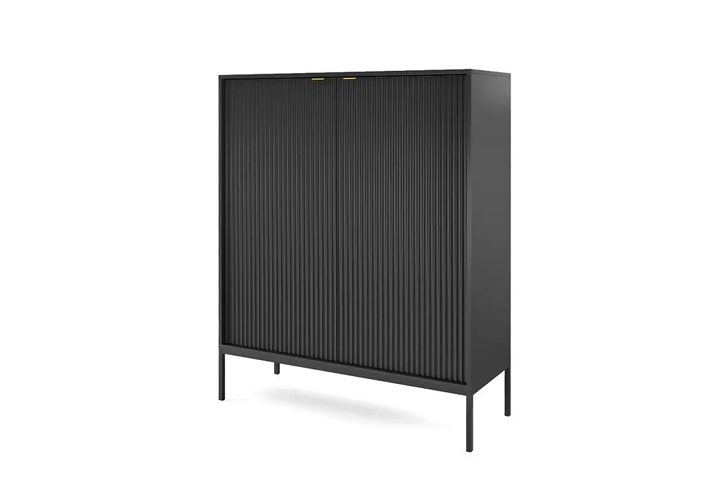 Комод высокий Perfect Home Новая/Nova 2-дверный с черными ножками K104 Черный (PFH-091238) - фото 4