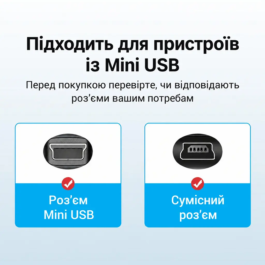 Кабель Vention COWBD USB-C - Mini-USB 0,5 м чорний (COWBD) - фото 4