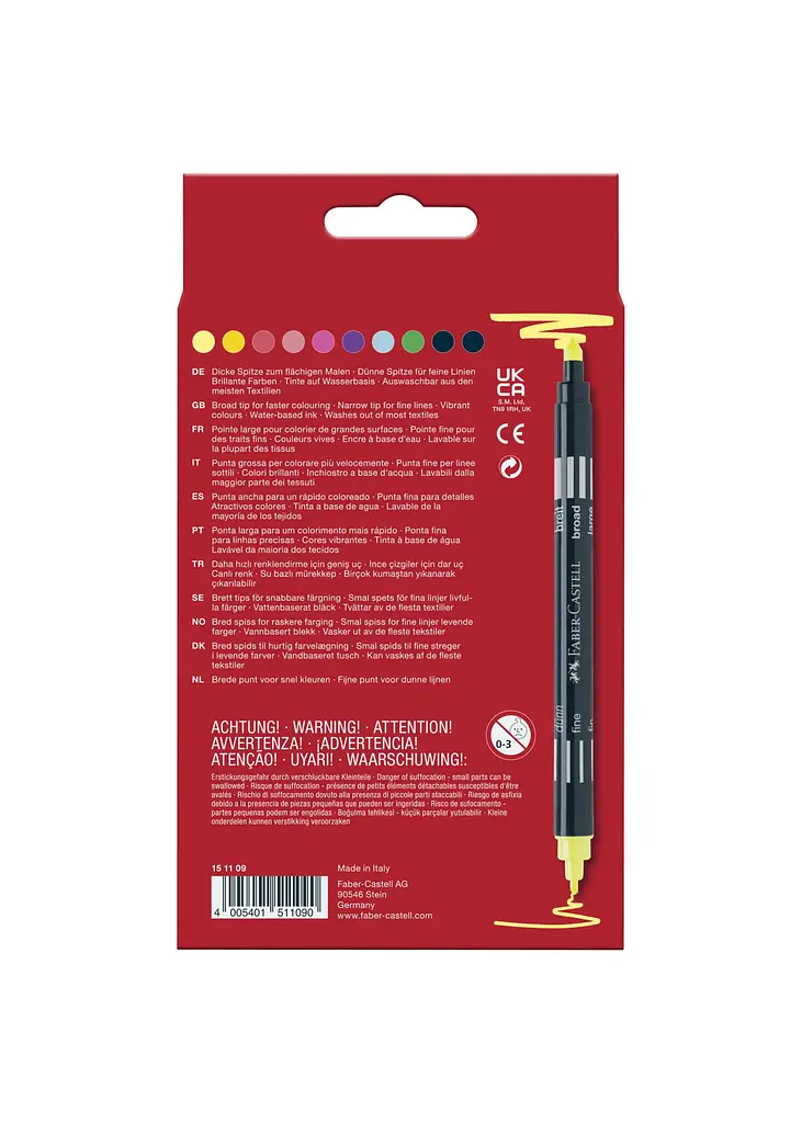Фломастери 10 кол. FABER CASTELL Fibre-Tip Neon двосторонні (151109) - фото 2