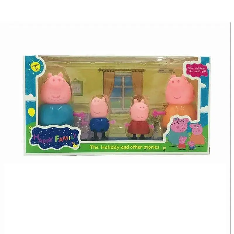 Ігровий набір фігурок Сім'я Свинки Пеппи Happy Family, 4 персонажі з фоном (7950)