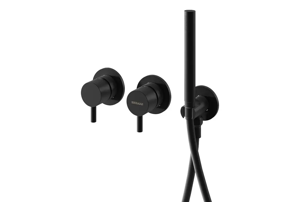 Змішувач для ванни Kohlman Axel black + BOX прихованого монтажу QW260AB+QW230RB, Чорний матовий - фото 5