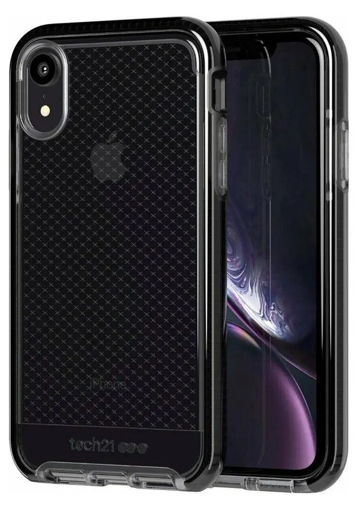 Чохол силіконовий протиударний Tech21 Evo Check для iPhone XR (6.1") Чорний Smokey Black