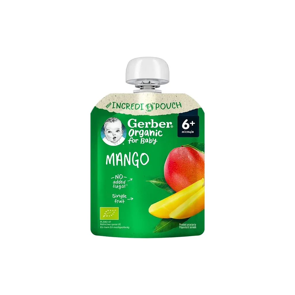 Дитяче пюре Gerber Organic манго з 6 місяців 80 г (1227092)
