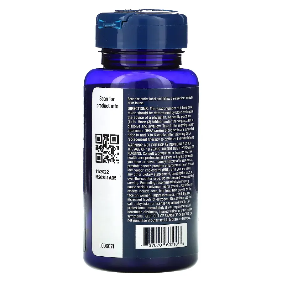 Стимулятор тестостерона Life Extension Dhea Dissolve 25 мг 100 таблеток - фото 3