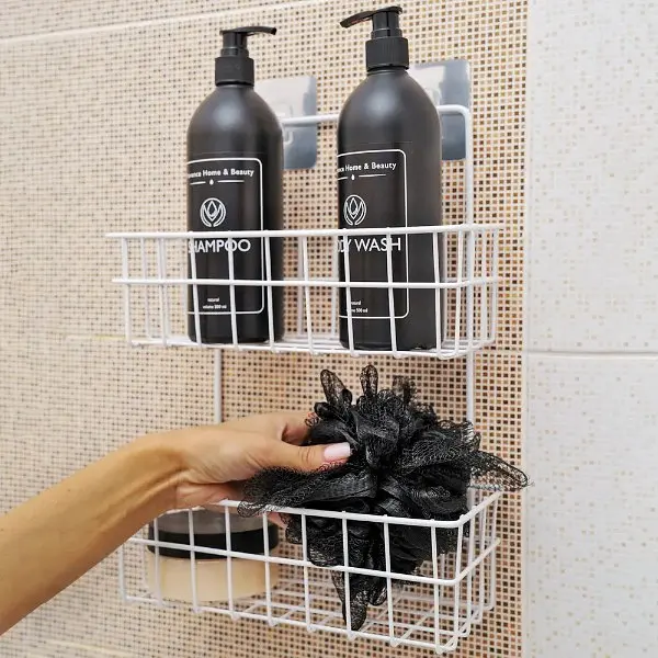 Настінна полиця-органайзер Stenson 25.5х10х33.5 см біла (25622) - фото 6