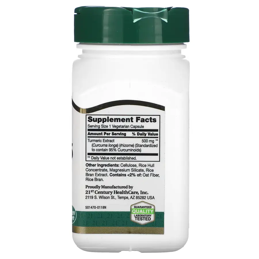 Натуральная добавка 21st Century Curcumin 95 500 mg, 45 вегакапсул - фото 2
