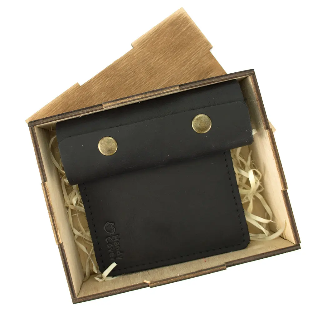 Подарочный набор мужской в коробке Handycover №43 (черный) ключница, обложка на ID паспорт - фото 2
