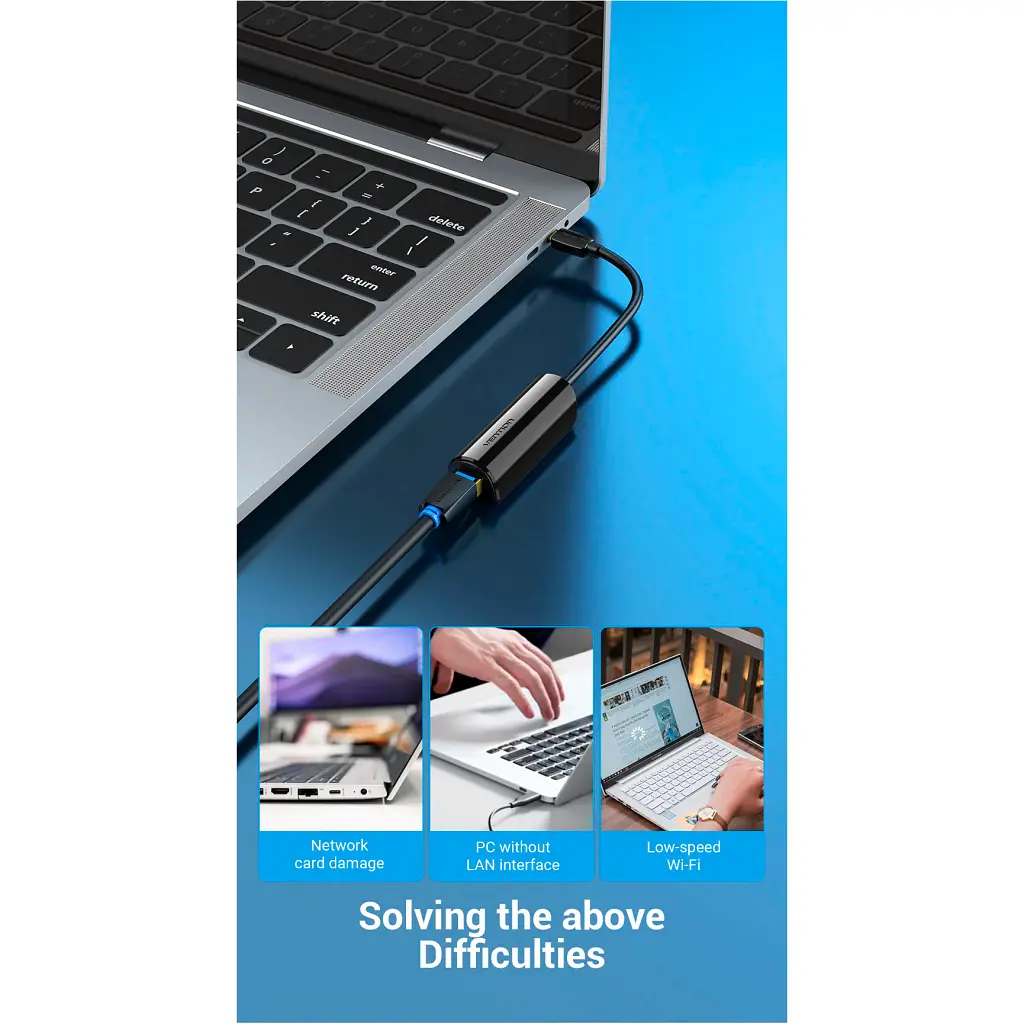 Перехідник USB-C to RJ45 Ethernet 100Mbps Vention (CFABB) - фото 3