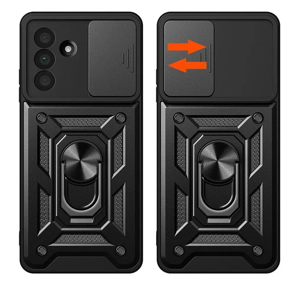 Чохол Primo Shockproof для Samsung Galaxy M56 5G (SM-M566) - протиударний, з підставкою і шторкою камери - Black - фото 3