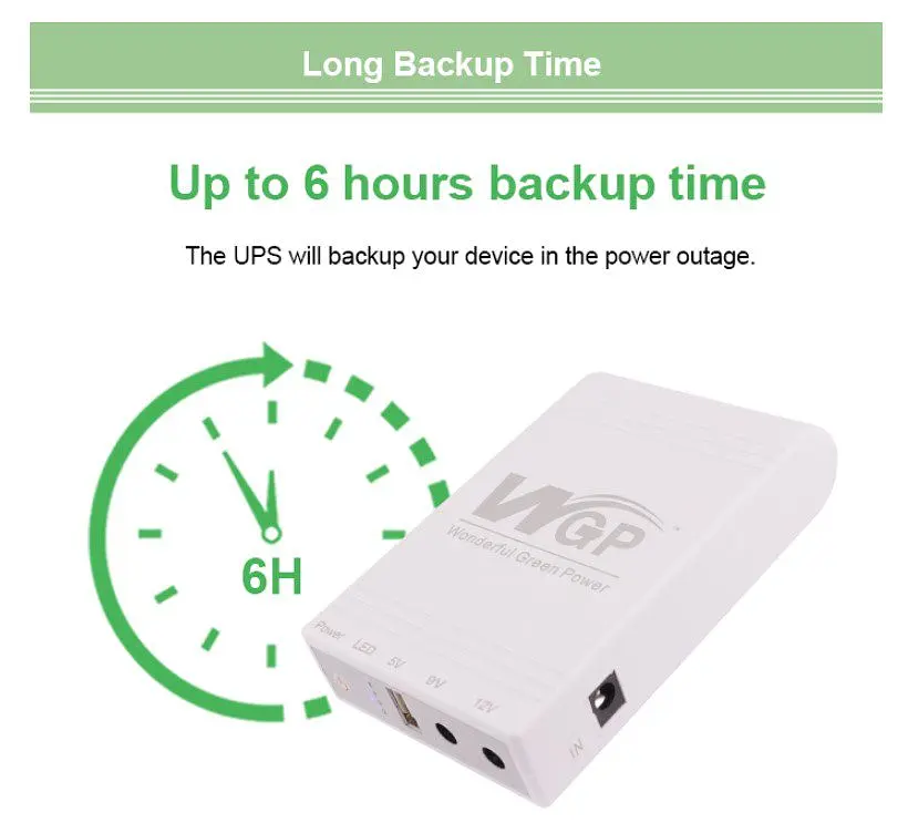 UPS ИБП бесперебойное питание для роутера, терминала GPON/EPON WGP 5V/9V/12V 10400mAh - фото 6