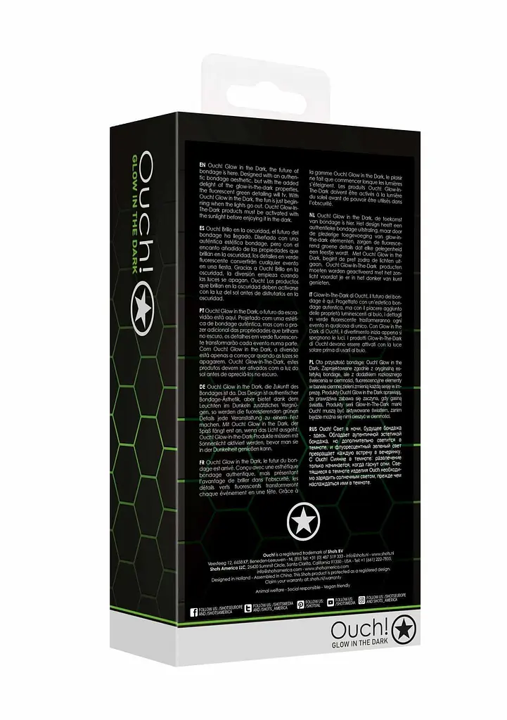 Упряж для тіла Ouch! Glow in the Dark, S/M (зелений) - фото 4