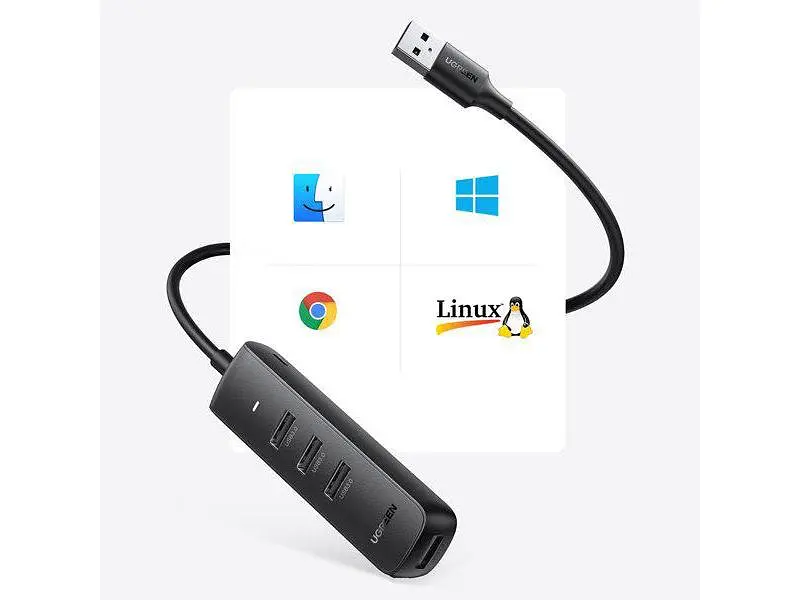USB-хаб UGREEN CM416 USB 3.0 4-Port Hub 1m Black (80657) - фото 2