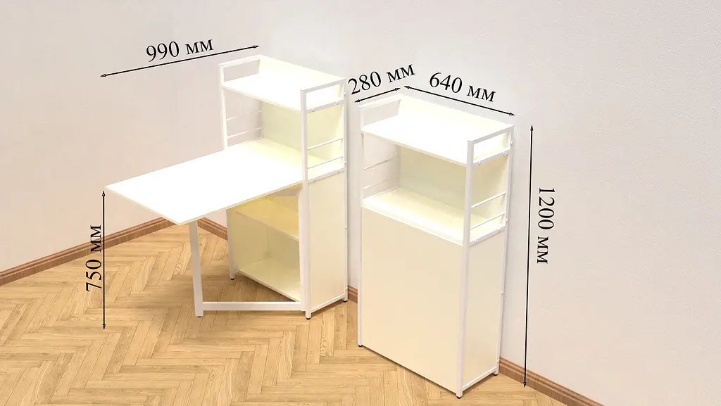 Стіл книжка з етажеркою Практик 1 Ferrum-decor 1200x640x990 Білий метал ДСП Біле 16 мм (FRD-104618) - фото 5