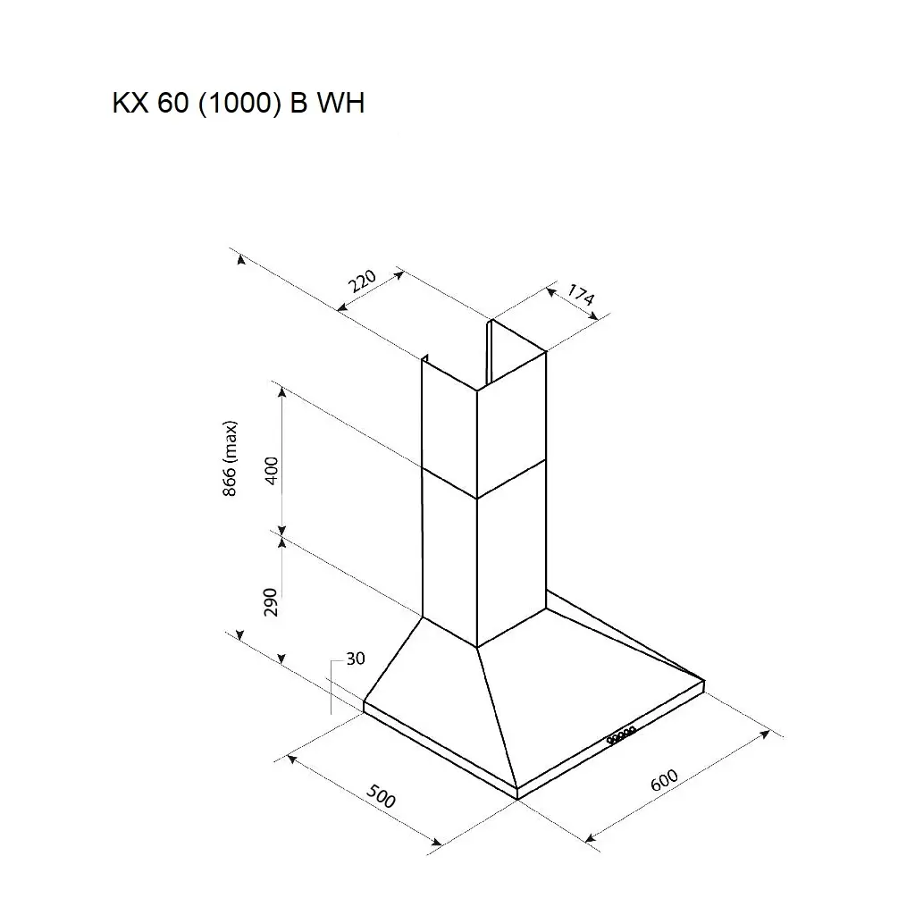 Вытяжка кухонная Pyramida KX 60 (1000) B WH - фото 7