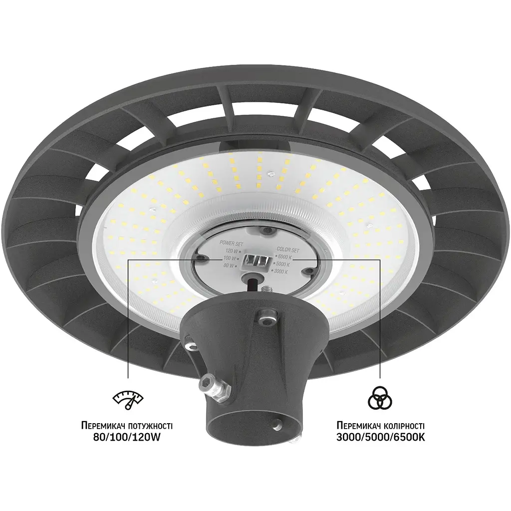 LED світильник Videx SLP01 IP65 120W 16800Lm 3000/5000/6500K 220V парковий (VL-SLP01-120B) - фото 5