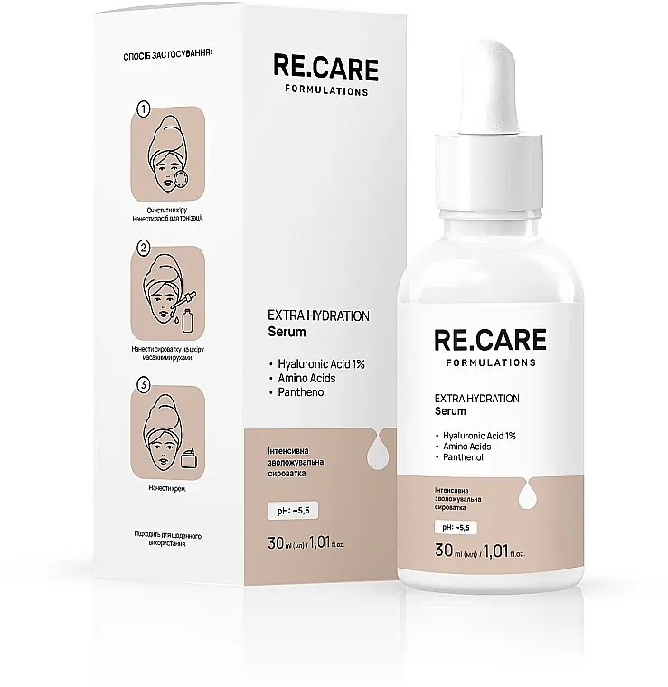 Інтенсивна зволожувальна сироватка для обличчя Re.Care Extra Hydration Serum, 30 мл - фото 3