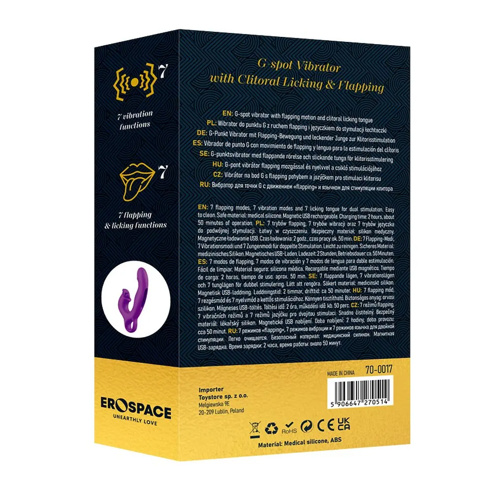 Вібратор Erospace Sweet Play G-Spot Vibrator With Clitoral Licking & Flapping A17 - фото 3
