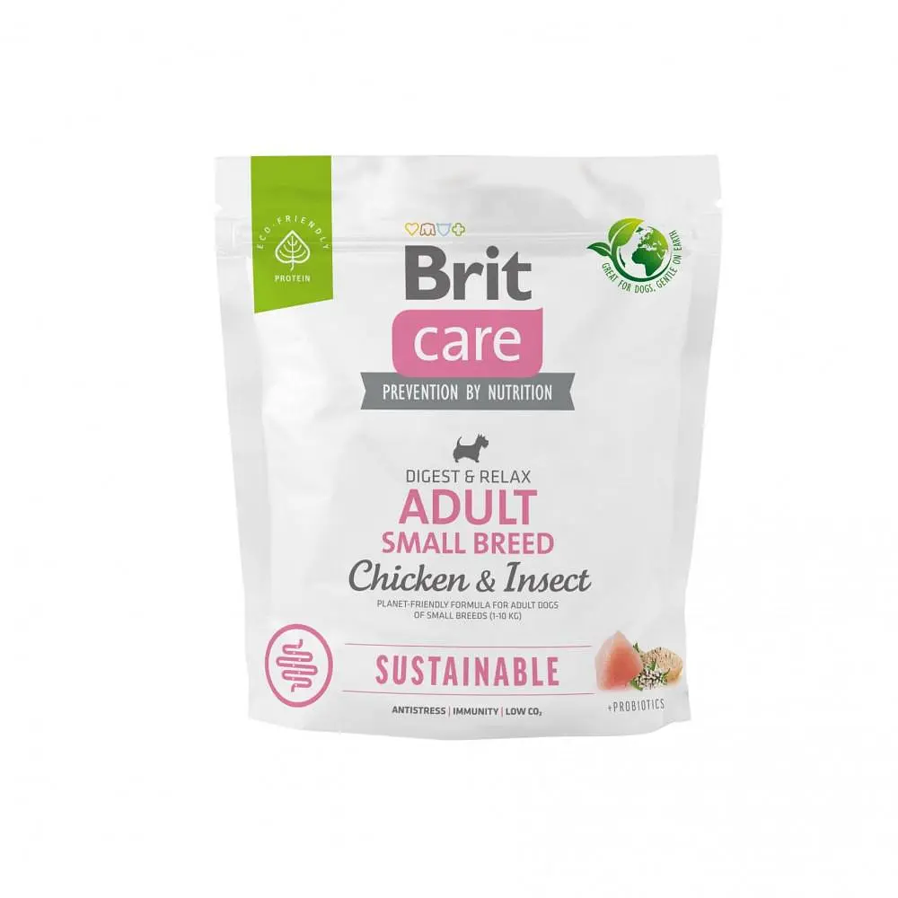 Сухий корм Brit Care Dog Sustainable Adult Small Breed для собак малих порід, з куркою та комахами 1 кг (арт.172172/558674)
