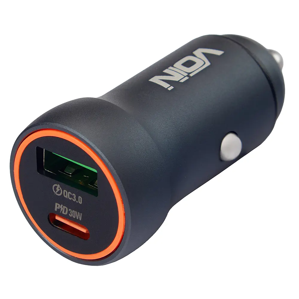Автомобільний зарядний пристрій VOIN 30W, 1USB QC3.0 18W + 1PD 30W, 12/24V (C-36212) - фото 4