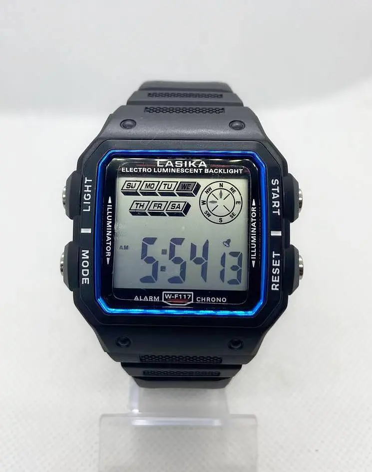 Годинник наручний Lasika Sports W-F117 спортивний вологостійкий Чорний з синім (IBW877BZ) - фото 3
