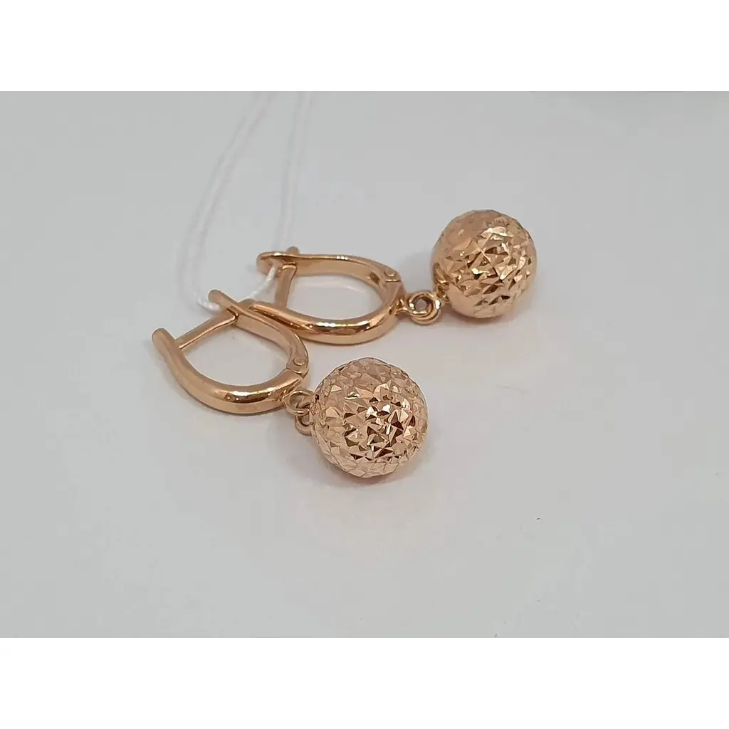 Золоті сережки-підвіски Favoritum Кулі з алмазною гранню. 210137_9_А - фото 3