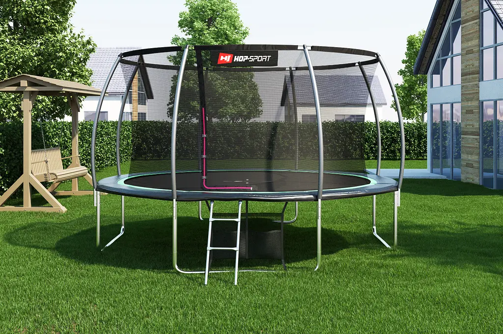 Батут Hop-Sport Premium 14ft (427см) чорно-зелений з внутрішньою сіткою - фото 3